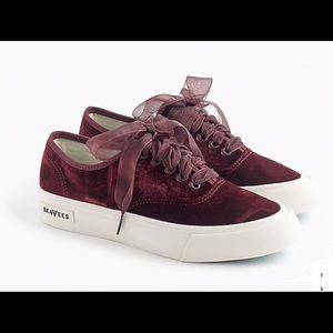 Red Velvet SeaVees for J.Crew w/ Ribbon Shoelaces